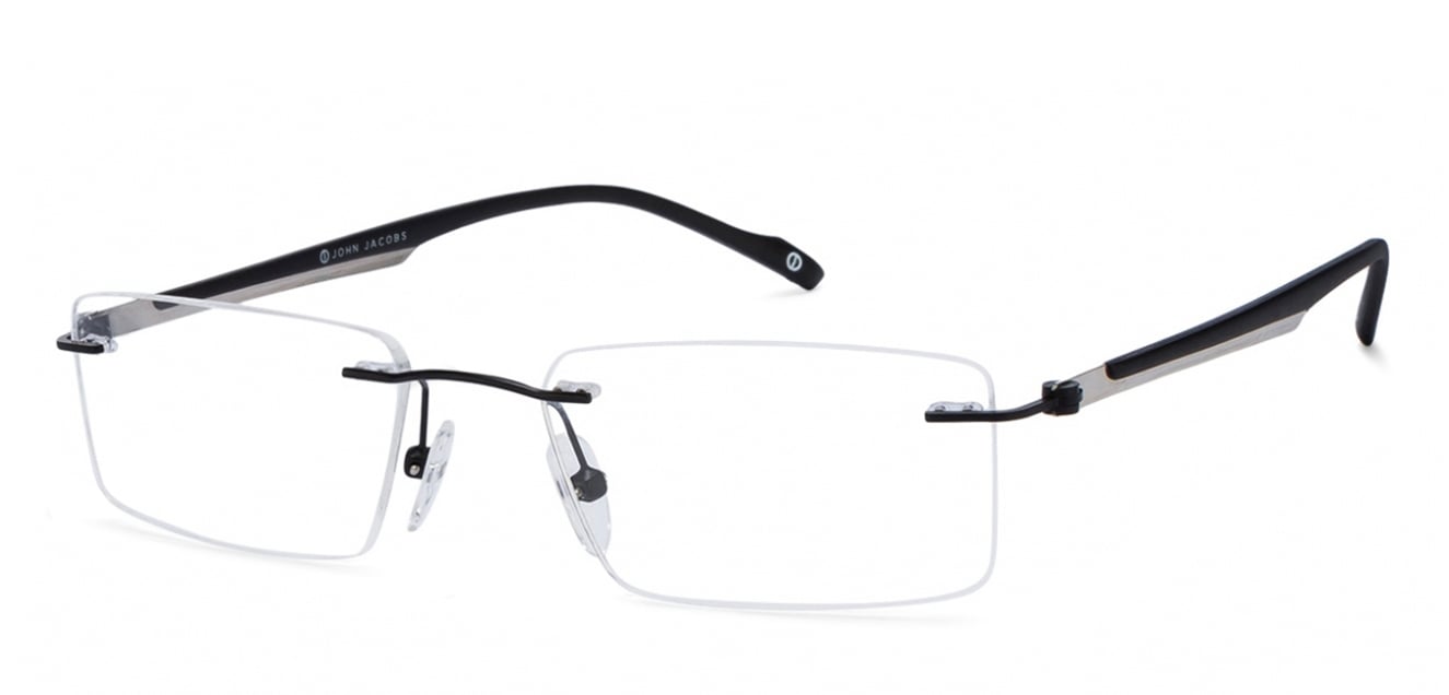 Black Rimless Rectangle Medium (Size-52) John Jacobs ...