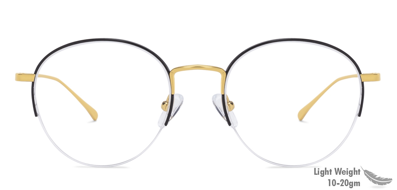 black half frame glasses