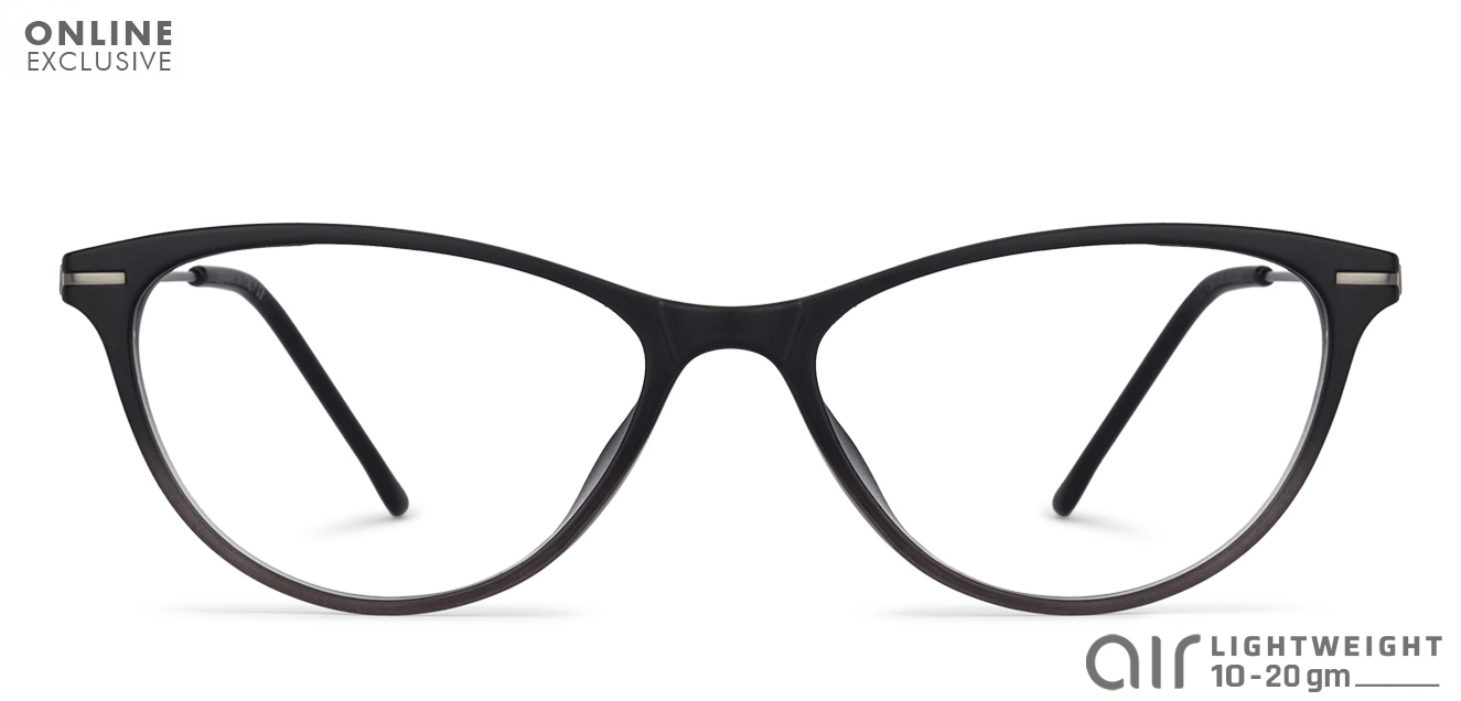 Shop Online For Matte Black Grey Gunmetal Black Full Rim Cat Eye