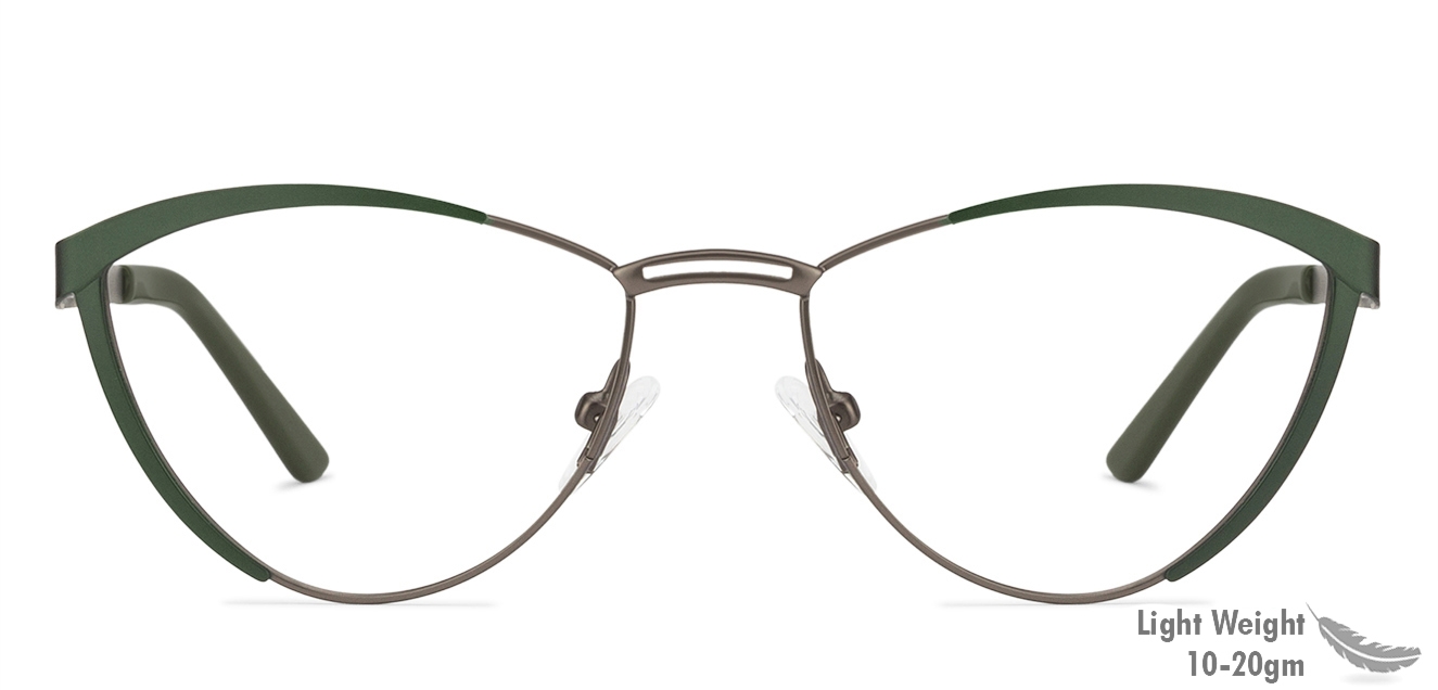 Buy Gunmetal Green Full Rim Cat Eye Medium Size 51 Vincent Chase