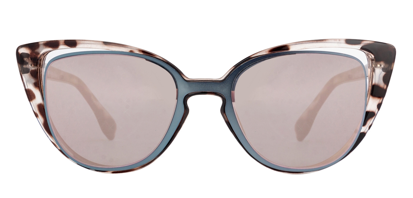 Tortoise Brown Pink Mirror Full Rim Cat Eye Medium Size 51