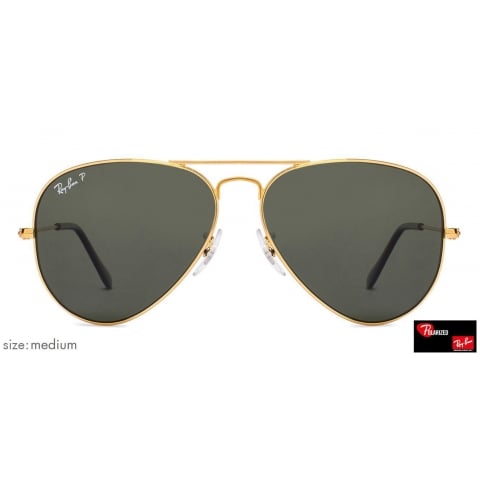 Ray Ban Rb3025 Medium Size 58 Gold Natural Green Unisex Polarized 58 Sunglasses