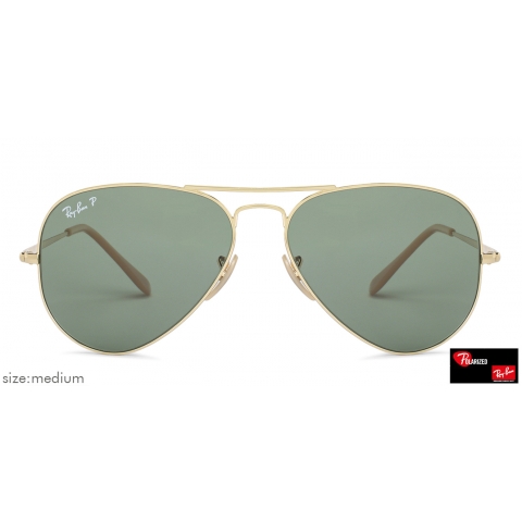 Ray Ban Rb36 Medium Size 58 Gold Cream Green 9064 09 Unisex Polarized Sunglasses At Lenskart Com