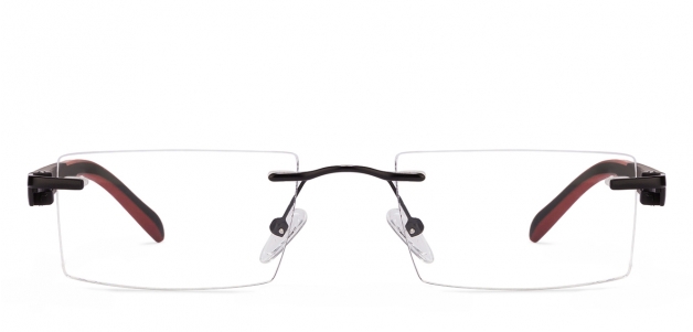 Black Black Red Rectangle Medium (Size-52) Vincent Chase LUMINEERS VC 008 -1013 Eyeglasses