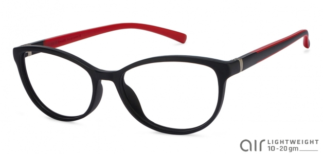 Lenskart Air Matte Black Red Full Rim Cat Eye Medium Size 52