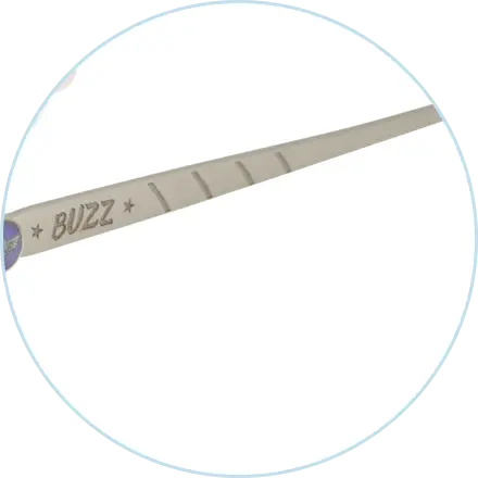 The inside of the temple tip features Buzz Lightyear’s catchphrase 'To Infinity and Beyond!'